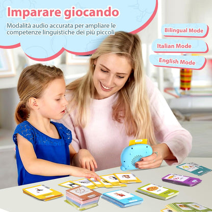 510 Parole Schede Talking Flash Cards, Flashcards Bambini Italiano, Giochi Montessori Bambini, Italiano E Inglese Giocattoli Di Apprendimento, Educativi Prescolari 255 Flashcard 510 Parole (Blu)
