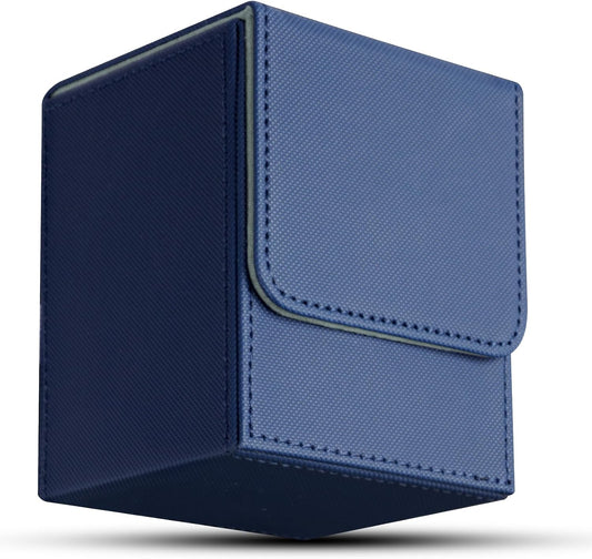 Magnetic Flip Deck Box for Trading Cards in navy color, designed for card protection and storage.