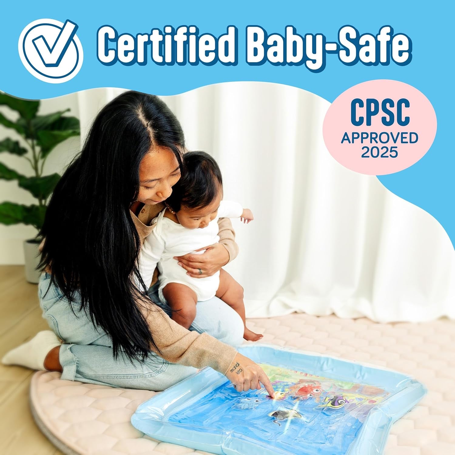 Light-Up Tummy Time Water Mat with floating toys