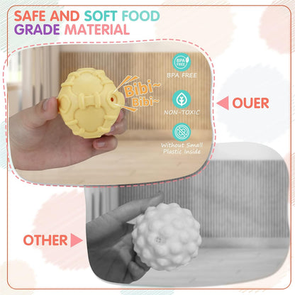 4 Pack Sensory Balls for Baby,Baby Balls Easy Grape Soft Textured Ball Set,Infant Squeeze Sensory Toys,Sensory Exploration Toys Gift for 6-12 Months